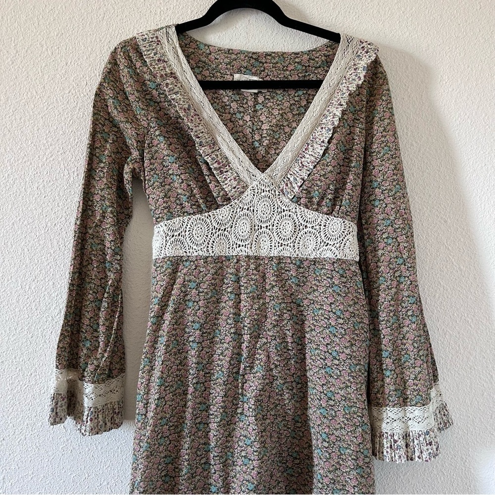 Ralph Lauren Denim Supply women’s Floral Midi Dress Medium Flare Sleeve Cottage - Picture 4 of 14